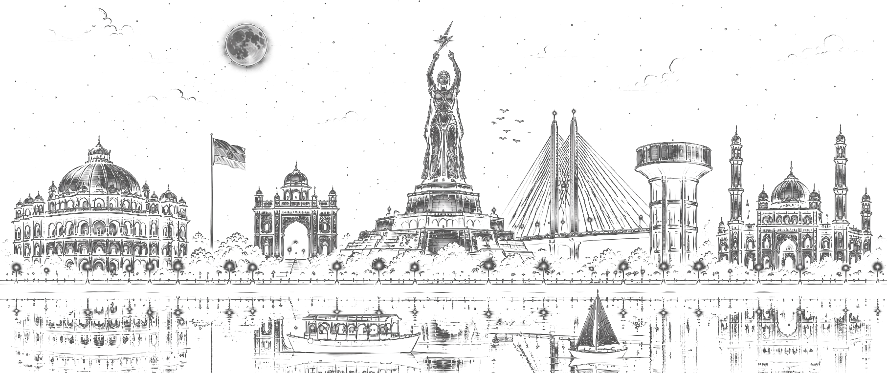Bhopal skyline footer illustration