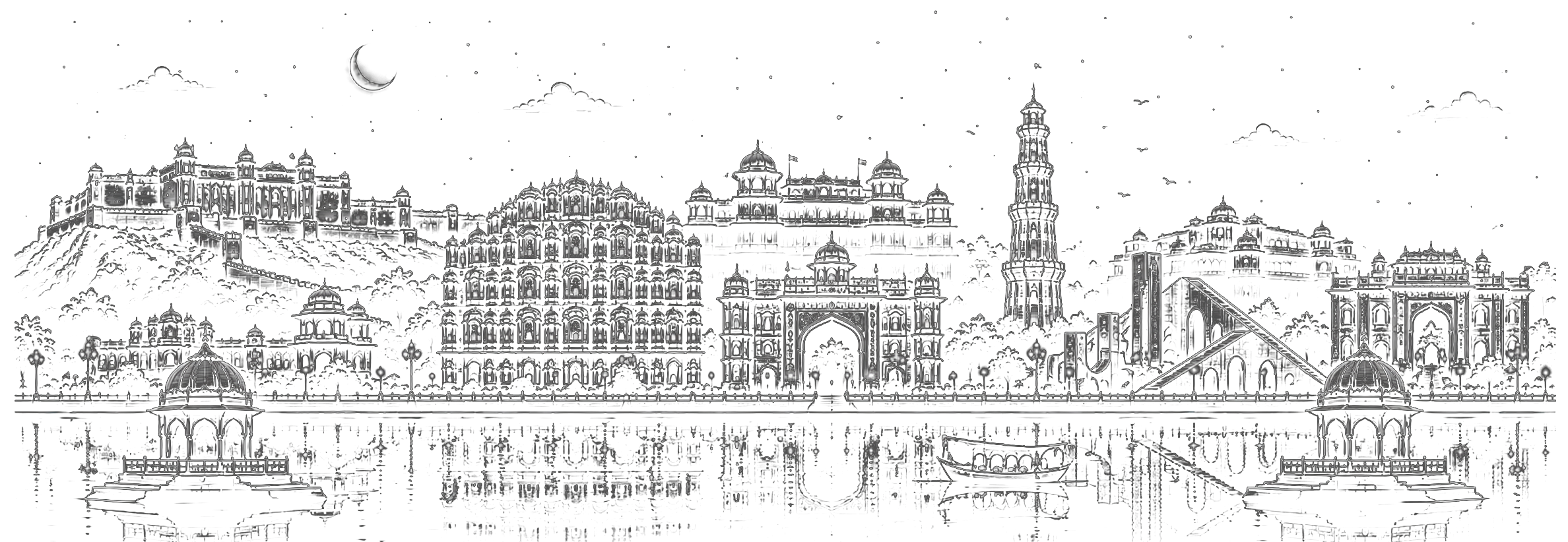 Jaipur skyline footer illustration