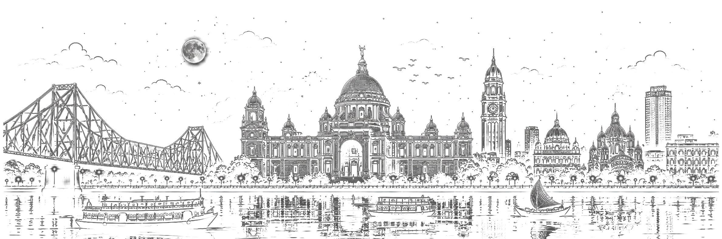 Kolkata skyline footer illustration