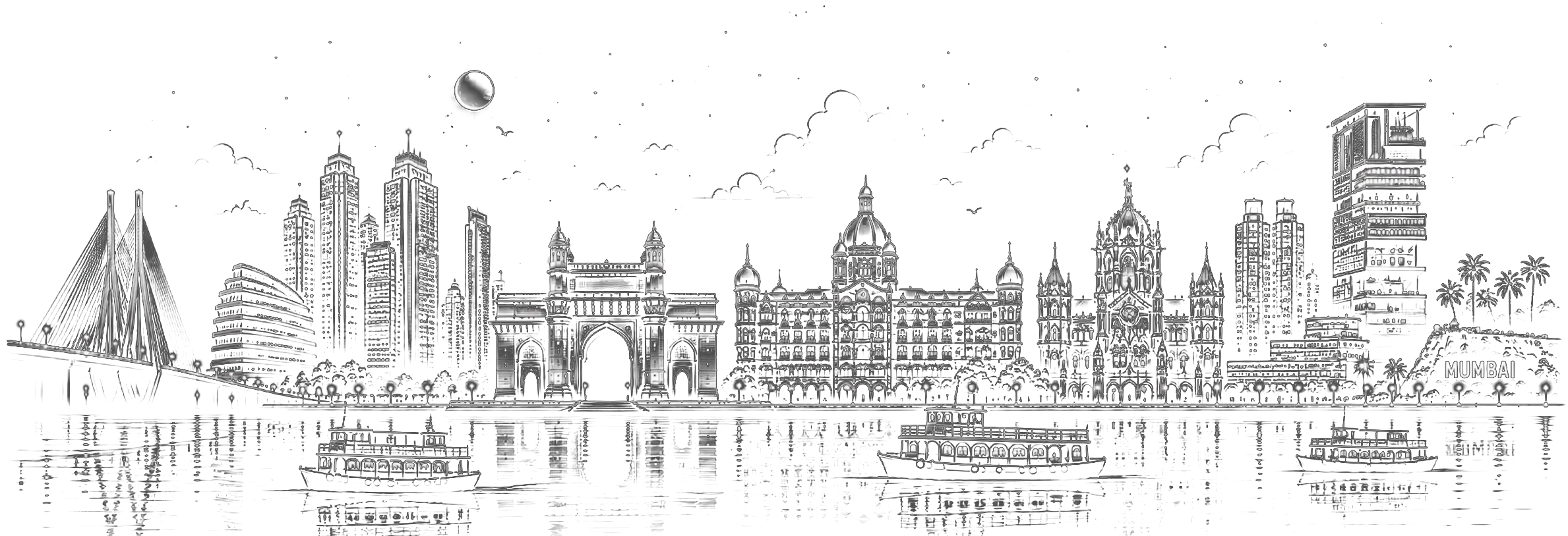 Mumbai skyline footer illustration